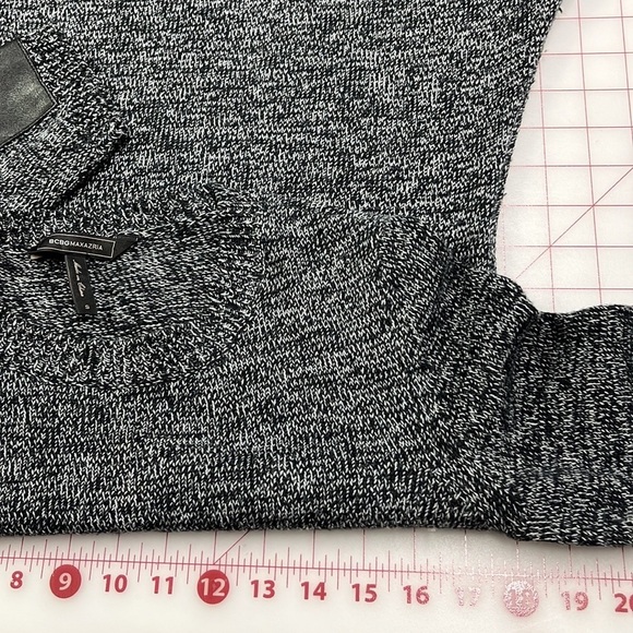 BCBG MAXAZRIA "Dahnya" B/W Knit Asymmetric Hem Faux Leather SLV Sweater Dress S - Picture 14 of 15